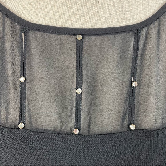 Vintage Evan-Picone Black Chiffon Sleeveless Rhinestone Cocktail Dress Size 6 - Picture 8 of 8